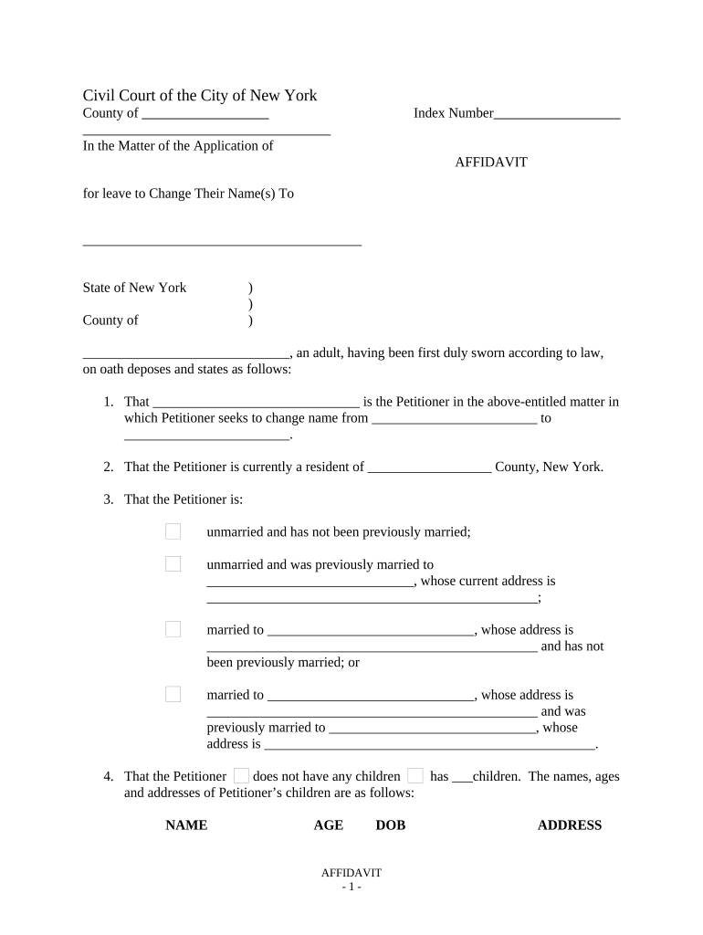 Affidavit New York  Form