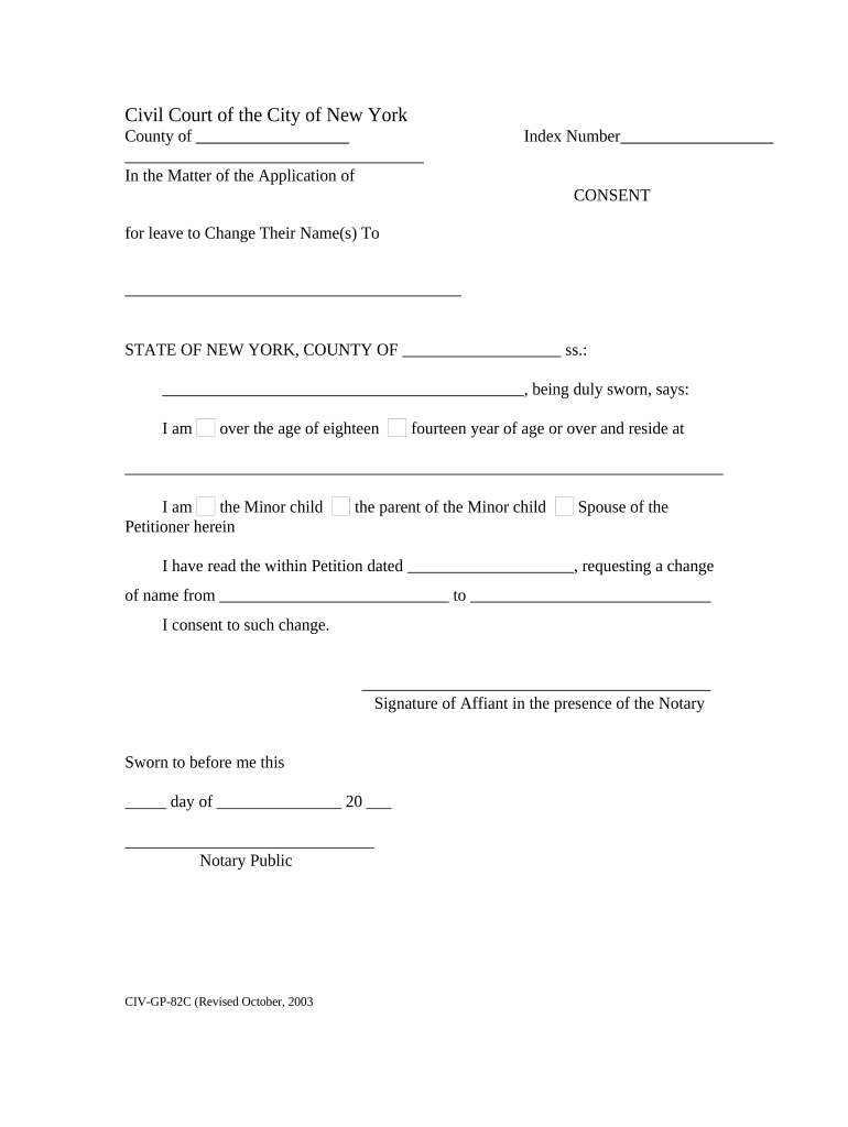 New York Minor Name Change  Form