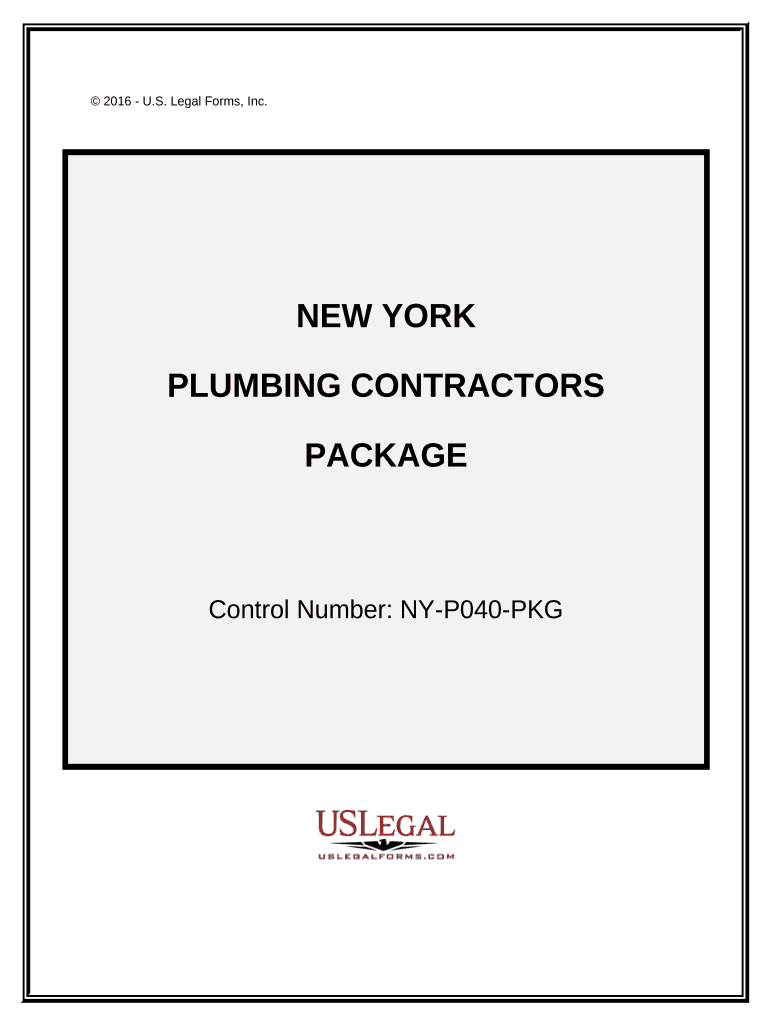 Plumbing Contractor Package New York  Form