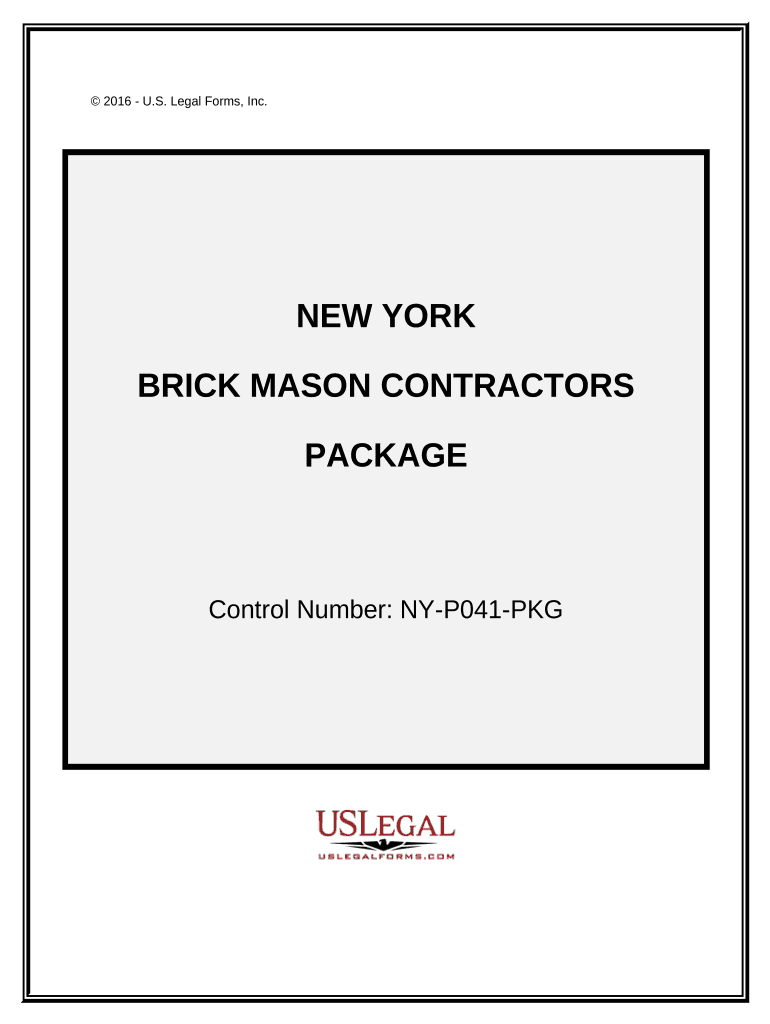 Brick Mason Contractor Package New York  Form