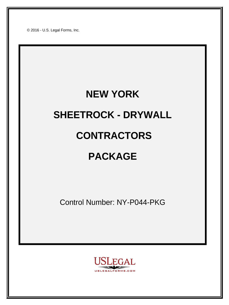 Sheetrock Drywall Contractor Package New York  Form