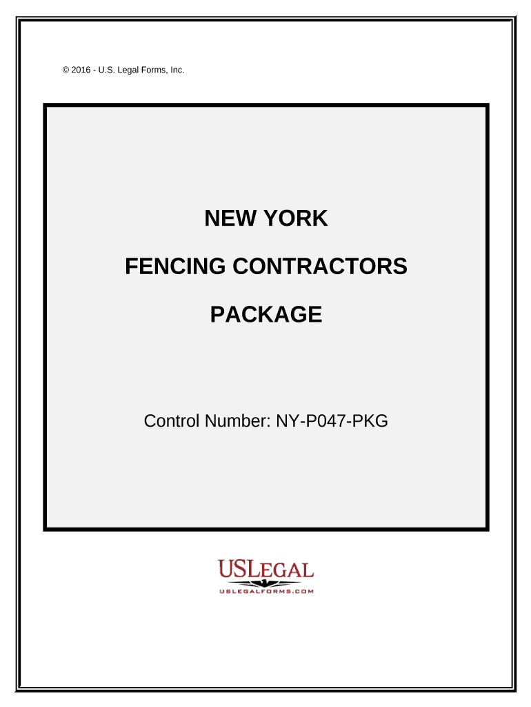 Fencing Contractor Package New York  Form
