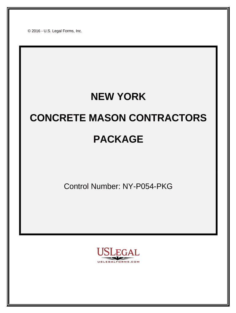 Concrete Mason Contractor Package New York  Form