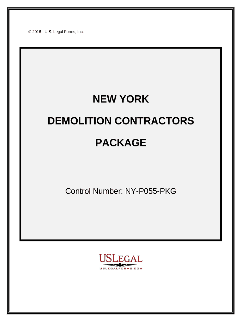 Demolition Contractor Package New York  Form