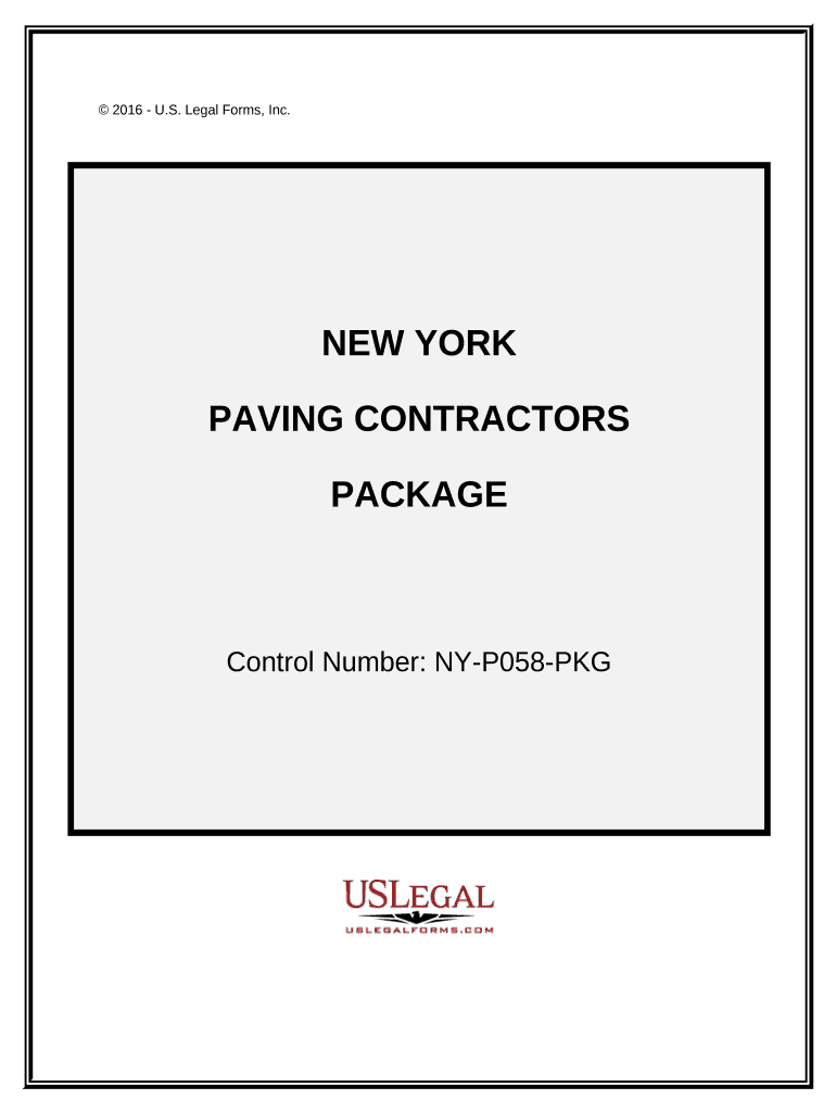 Paving Contractor Package New York  Form