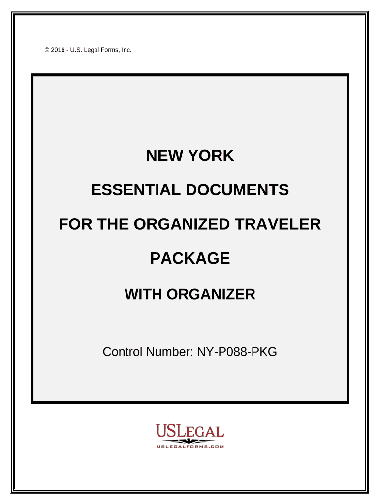 Essential Documents for the Organized Traveler Package with Personal Organizer New York  Form