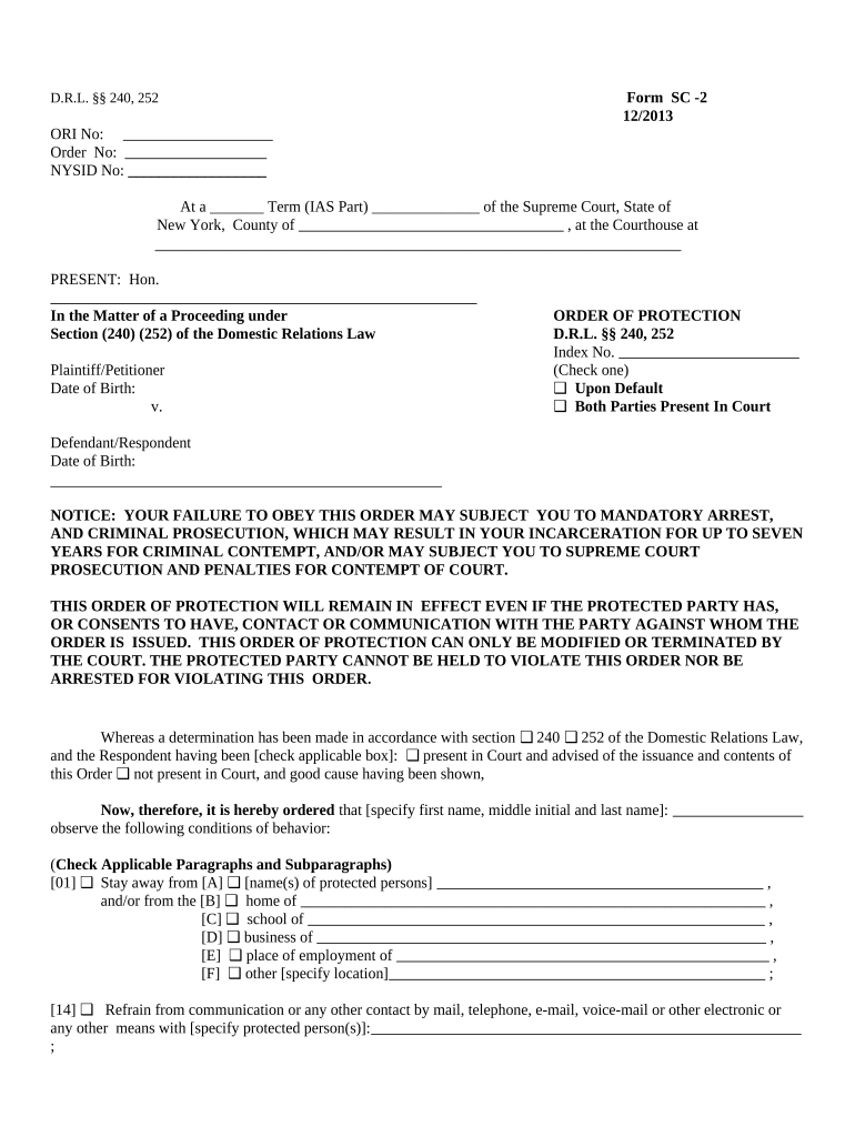 New York Supreme Court  Form