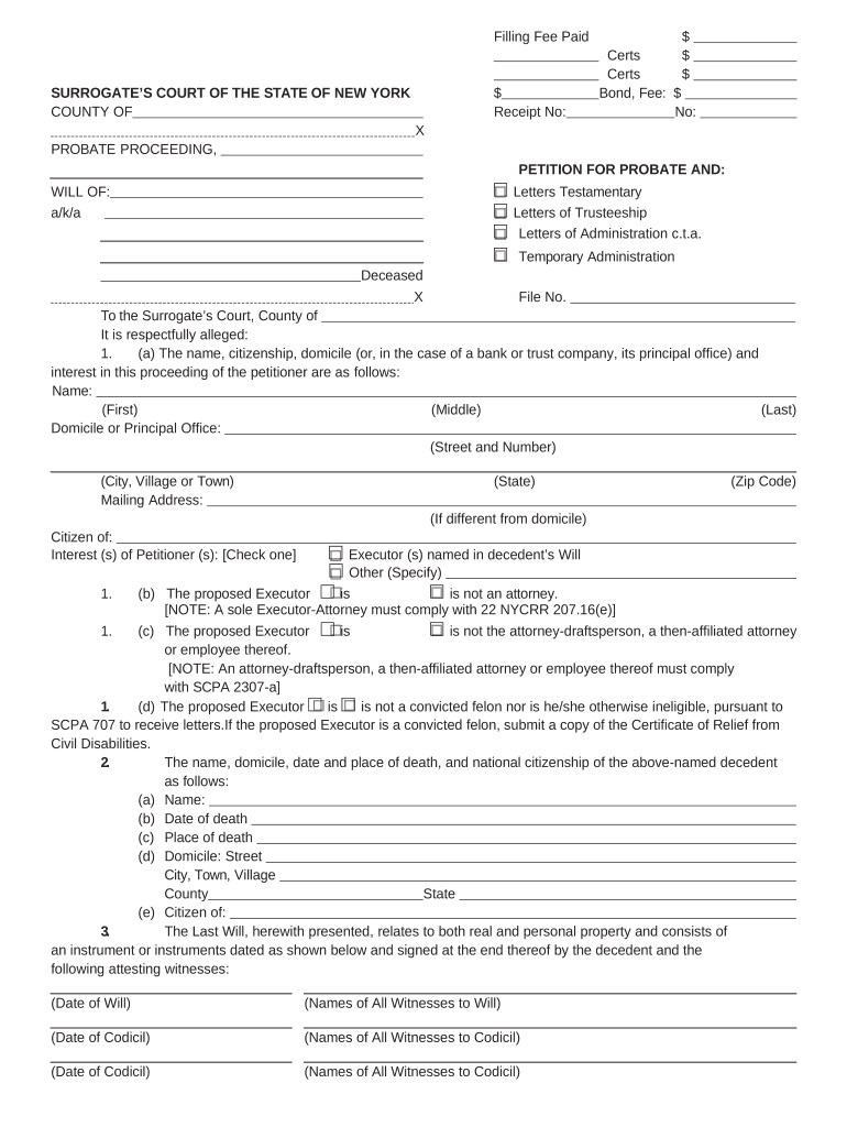 Ny Petition Probate  Form