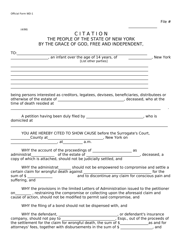 New York Citation  Form