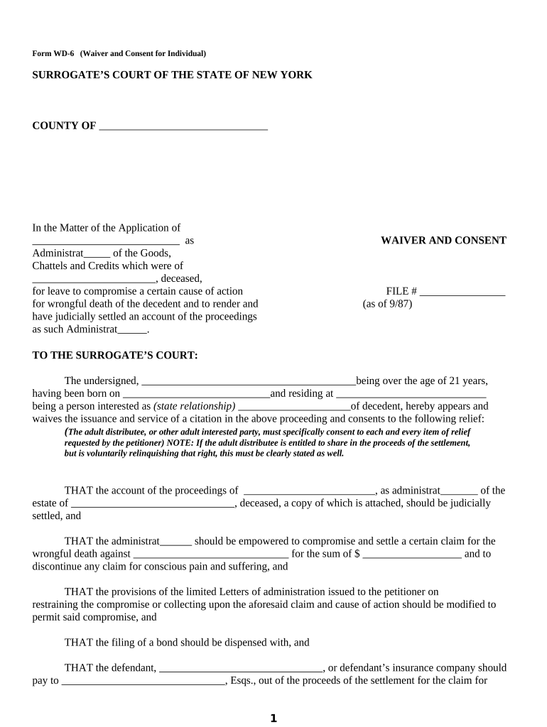 Ny Waiver Consent  Form