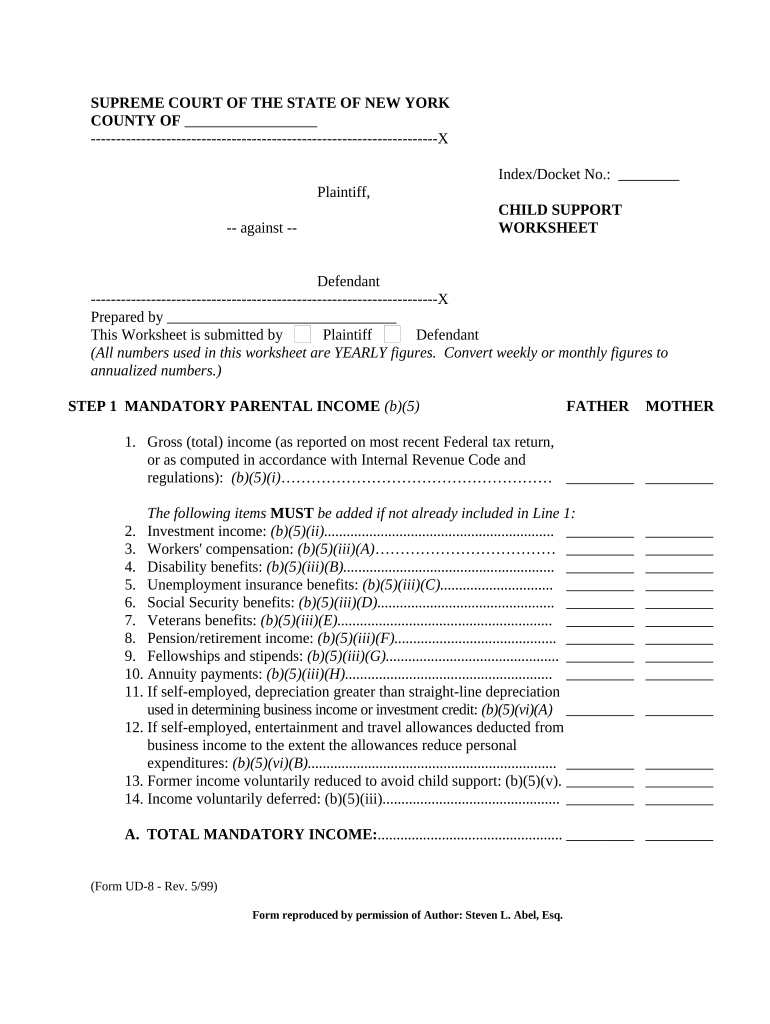 New York Child Support  Form
