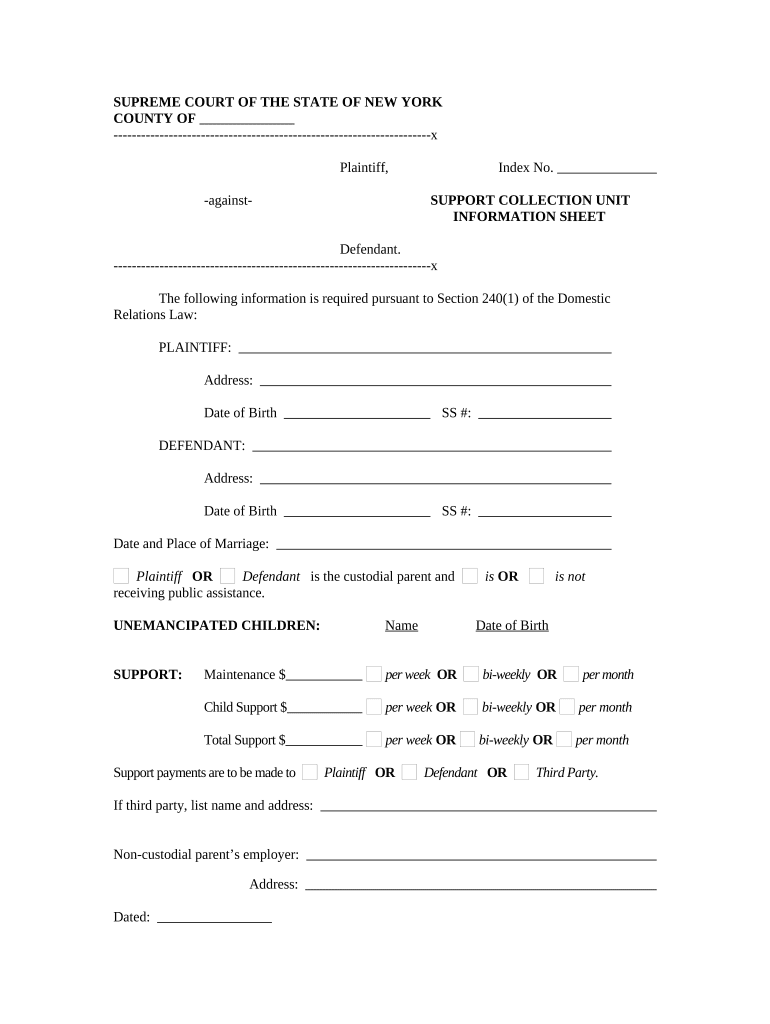 Ny Collection Unit  Form