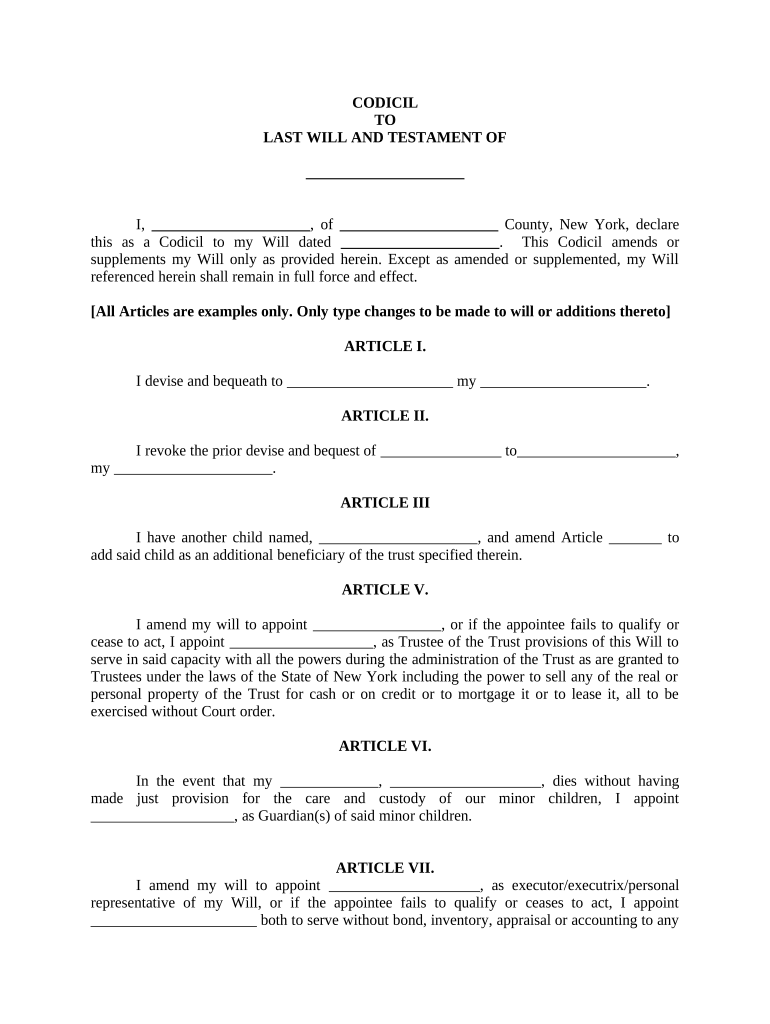 Fill and Sign the Ny Amendments Form