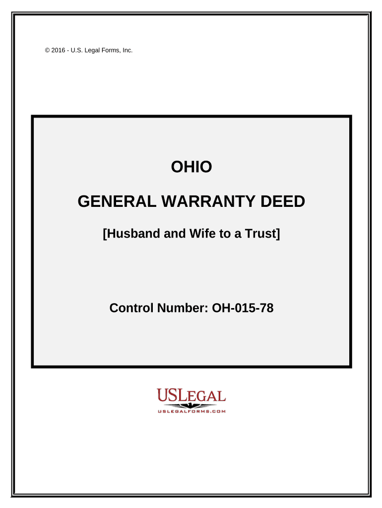 General Warranty Deed from Husband and Wife to a Trust Ohio  Form