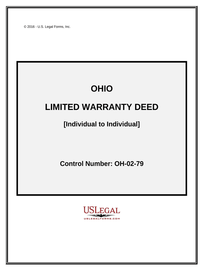 Limited Warranty Deed from Individual to Individual Ohio  Form