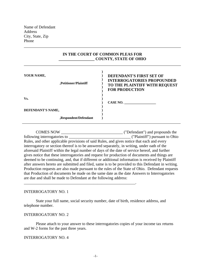 Ohio Defendant  Form