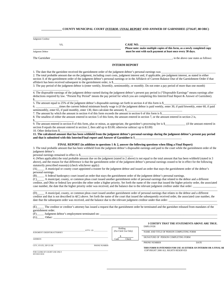 Ohio Interim Form