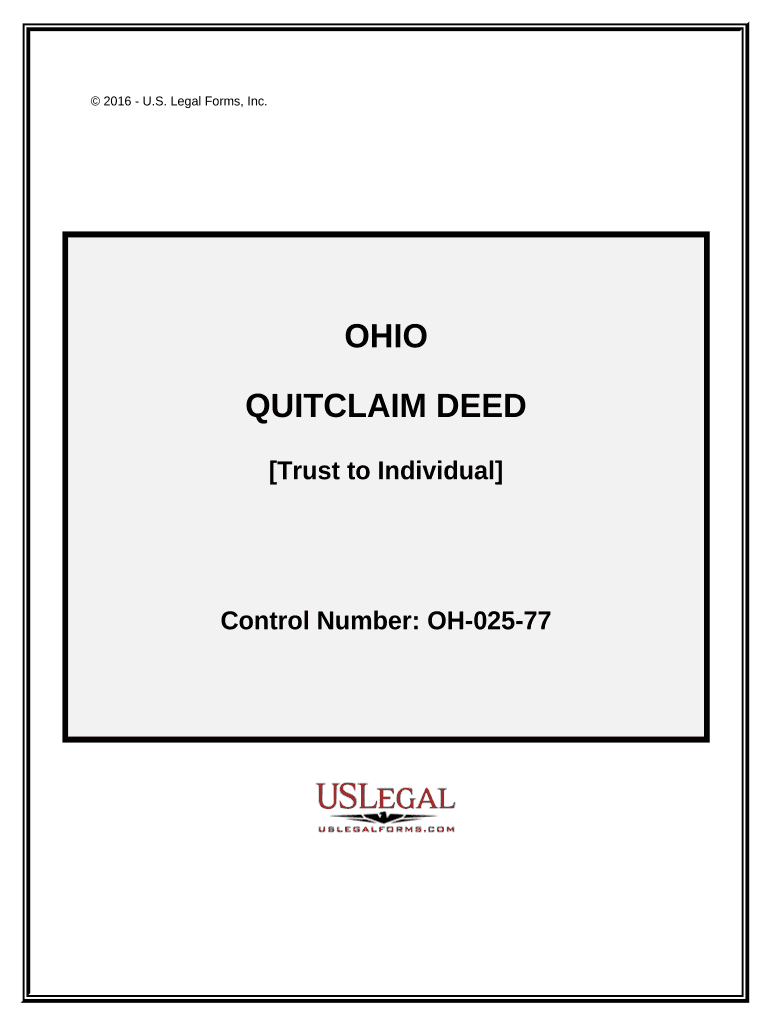 Quitclaim Deed Trust to Individual Ohio  Form