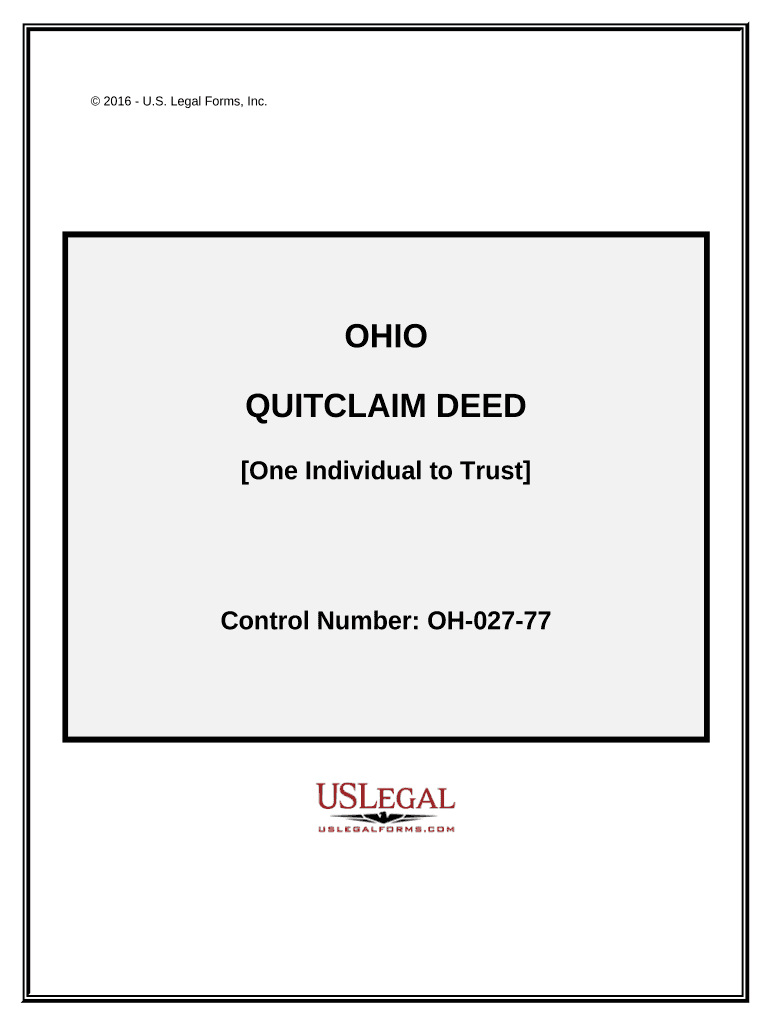 Quitclaim Deed Individual to Trust Ohio  Form