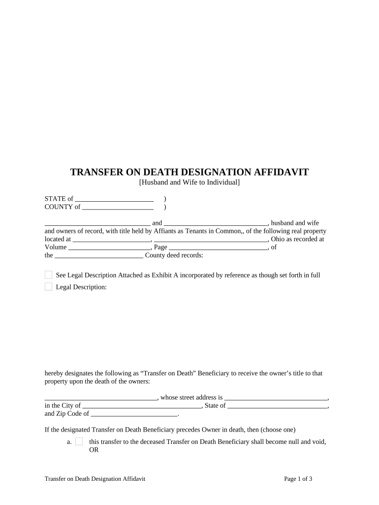Ohio Transfer Death Designation Affidavit  Form