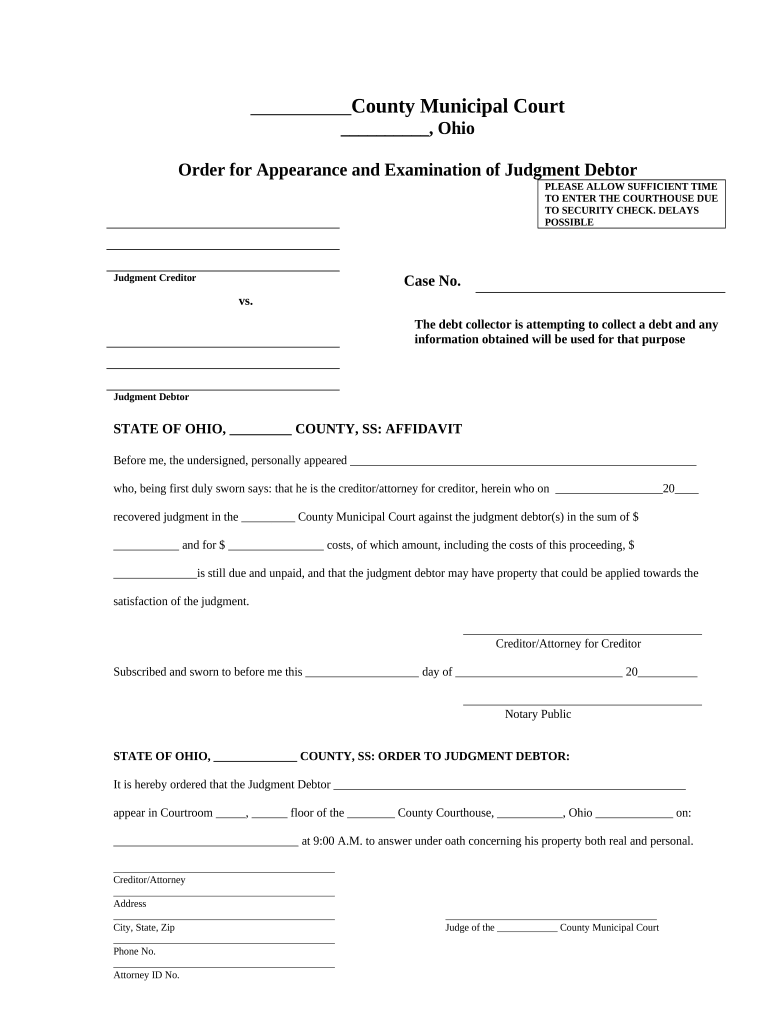 Examination Debtor  Form