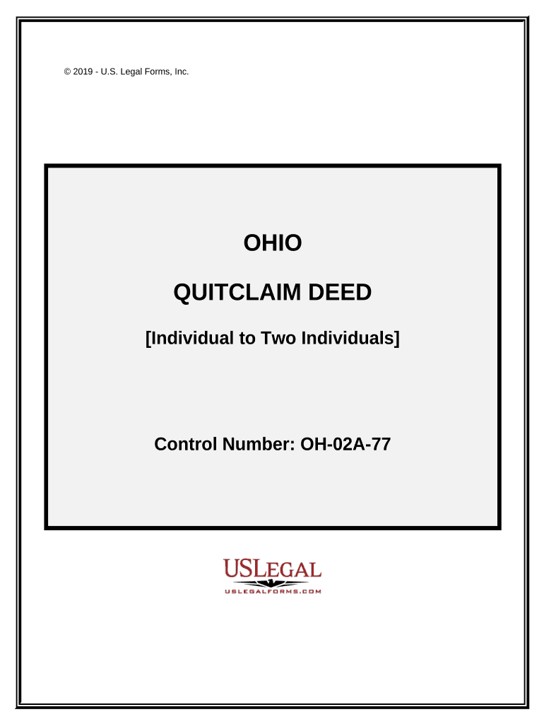 Quitclaim Deed from Individual to Two Individuals in Joint Tenancy Ohio  Form
