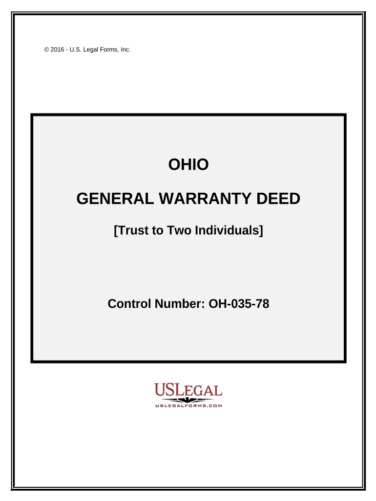 General Warranty Deed Trust to Two Individuals Ohio  Form