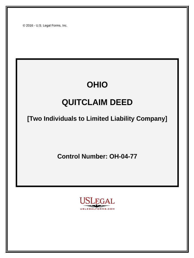 Quitclaim Deed by Two Individuals to LLC Ohio  Form