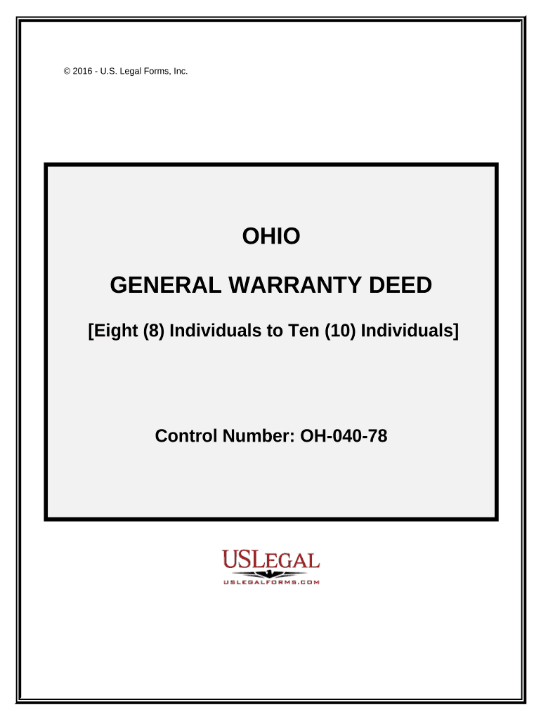 General Warranty Deed Eight Individuals to Ten Individuals Ohio  Form