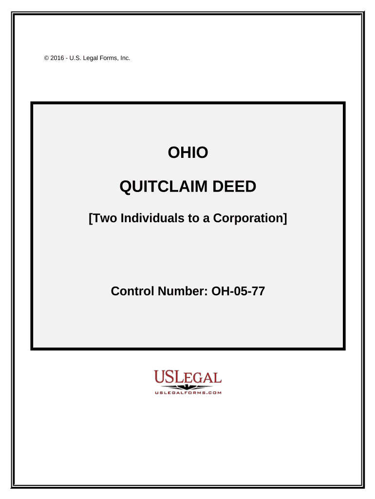 Quitclaim Deed by Two Individuals to Corporation Ohio  Form