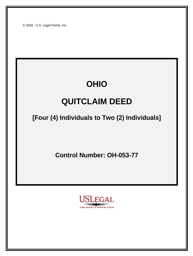 Quitclaim Deed from Four Individuals to Two Individuals Ohio  Form