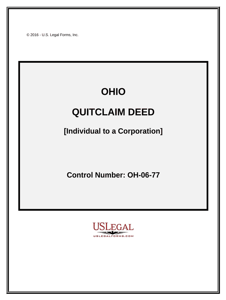 Quitclaim Deed from Individual to Corporation Ohio  Form