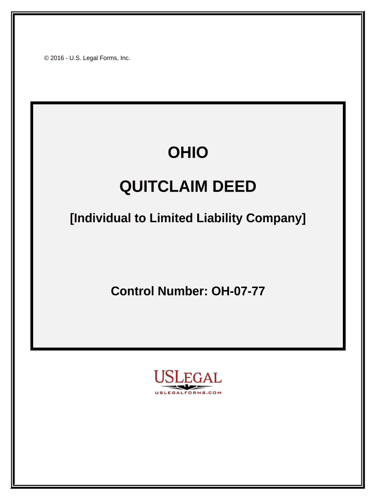 Quitclaim Deed from Individual to LLC Ohio  Form