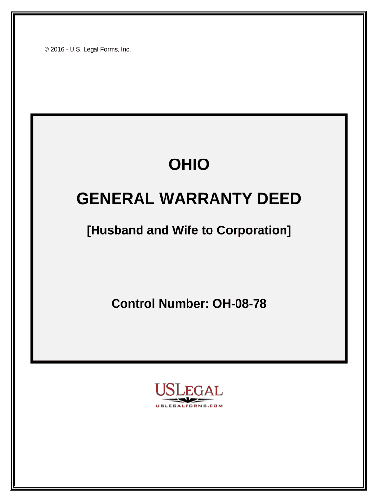 General Warranty Deed from Husband and Wife to Corporation Ohio  Form