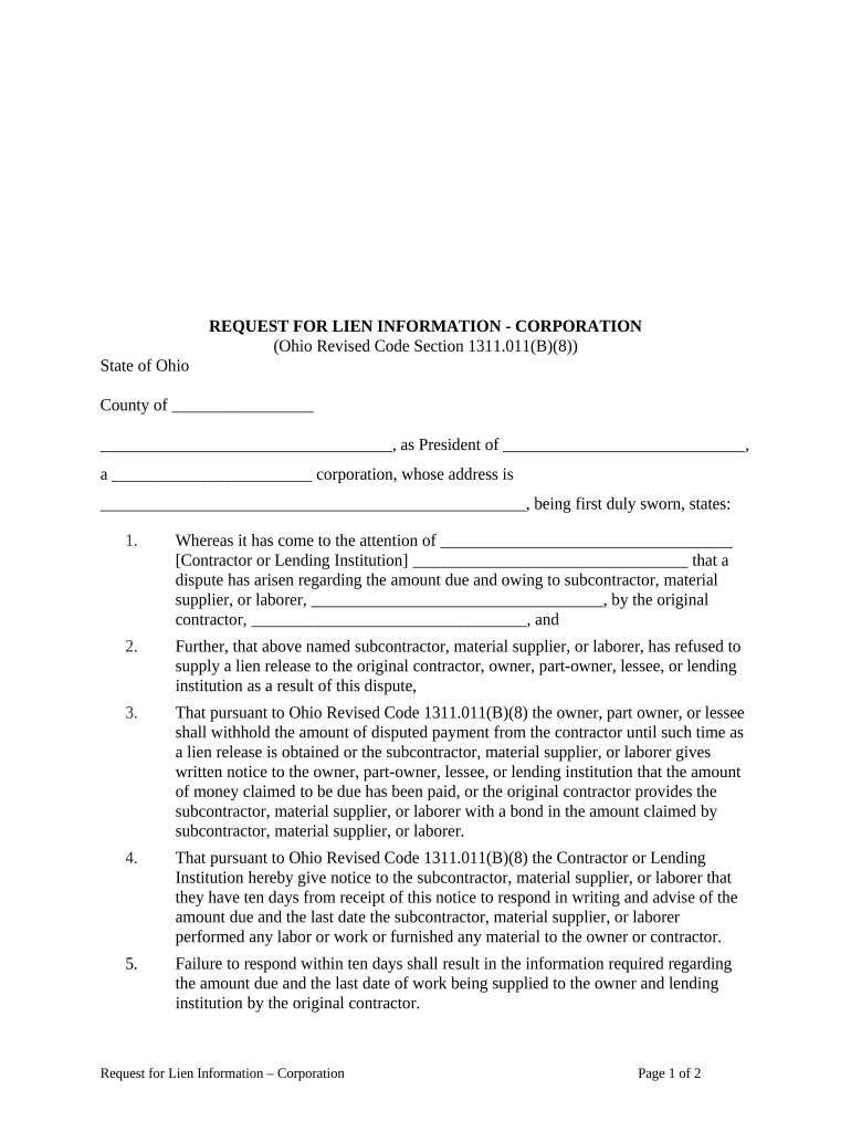 Ohio Corporation Form