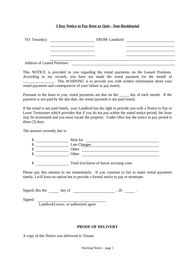 3 Day Notice  Form