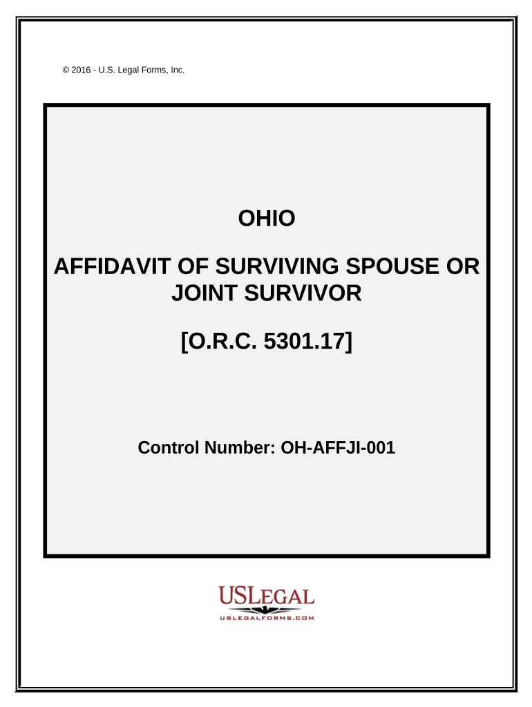 Affidavit of Surviving Spouse or Joint Survivor Ohio  Form