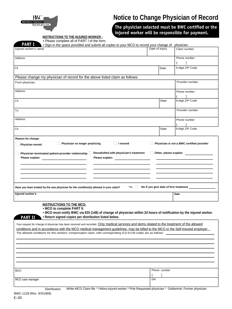 Change Workers Compensation  Form