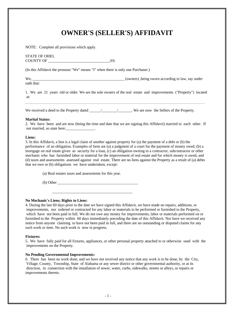 Ohio Affidavit  Form