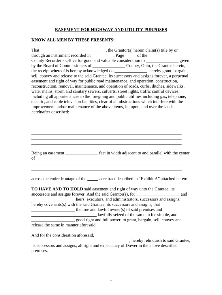 Ohio Easement  Form