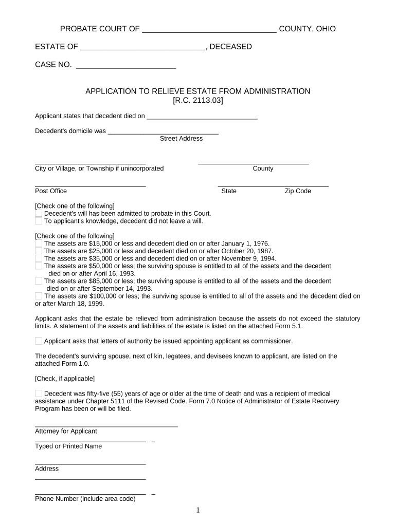 Ohio Estate  Form