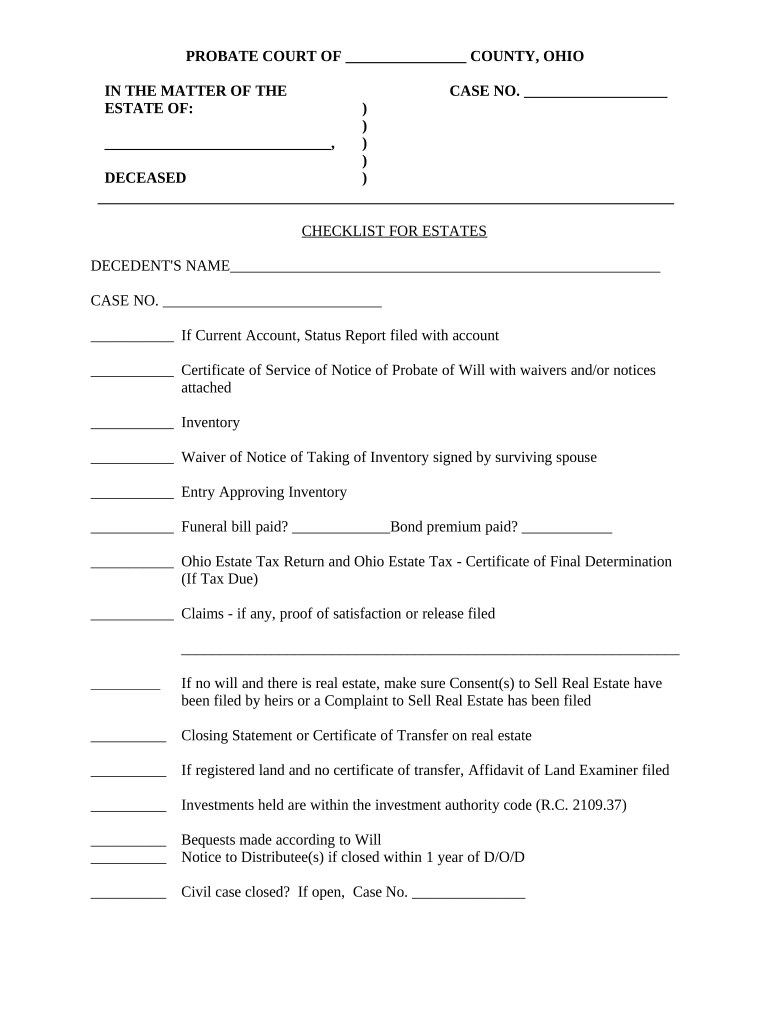 Ohio Estates  Form