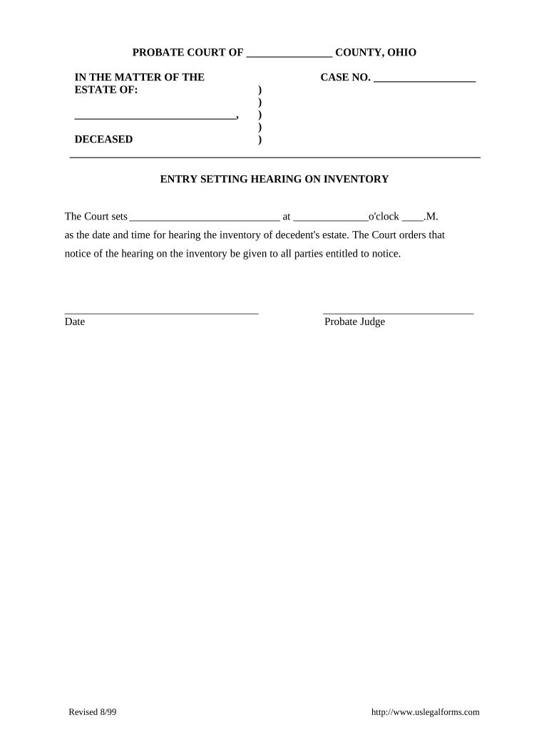 Entry Hearing  Form