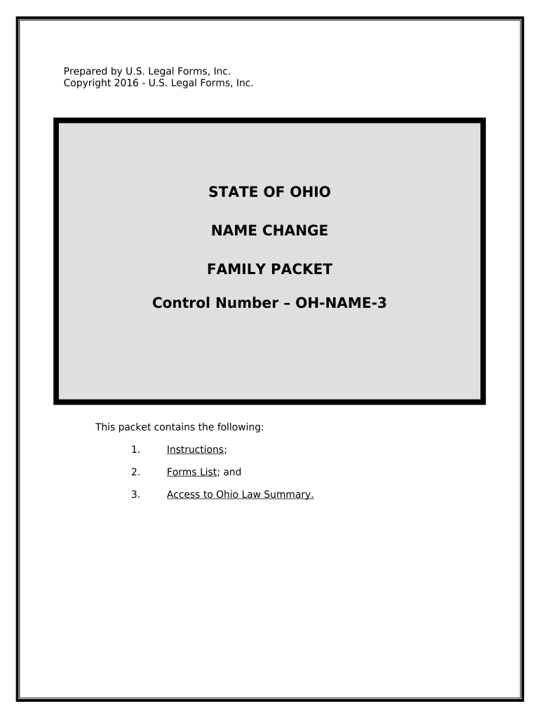 Name Change Instructions and Forms Package for a Family Ohio