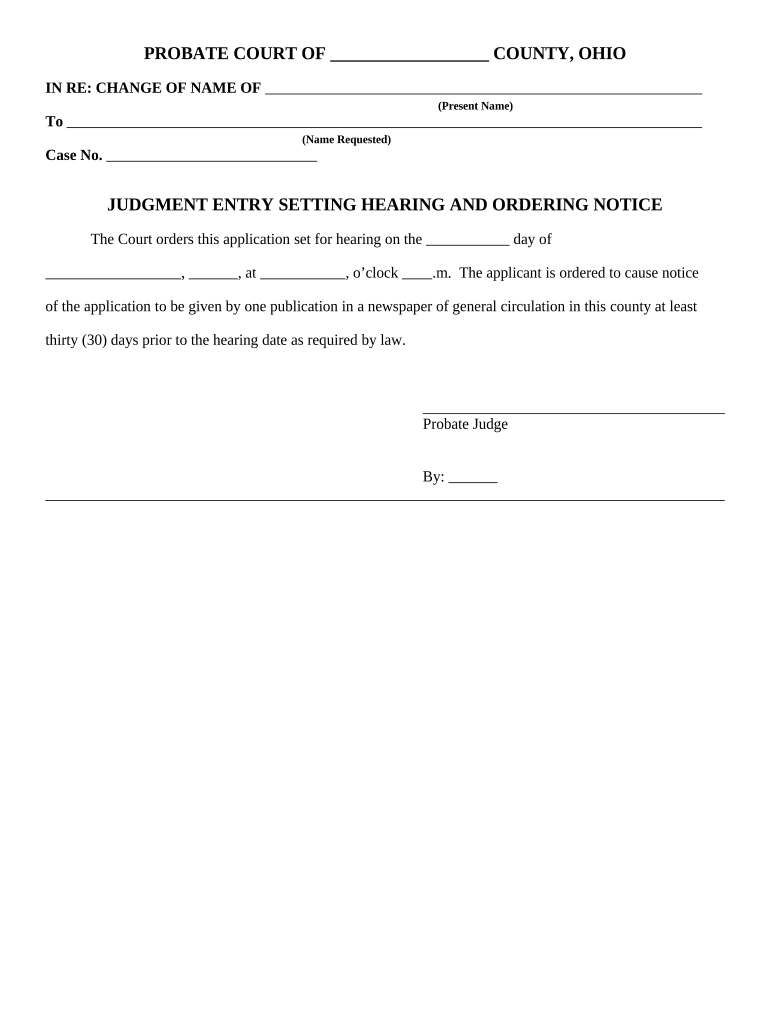 Ohio Judgment Entry  Form