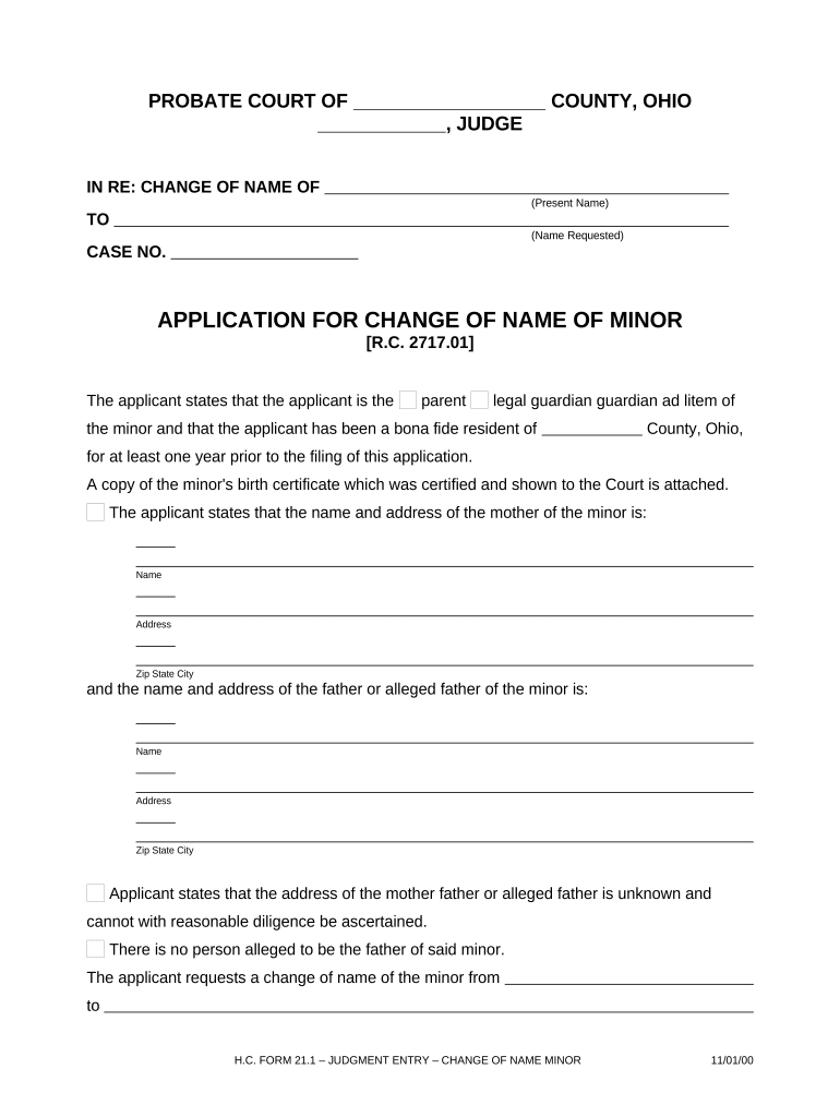 Ohio Minor Form