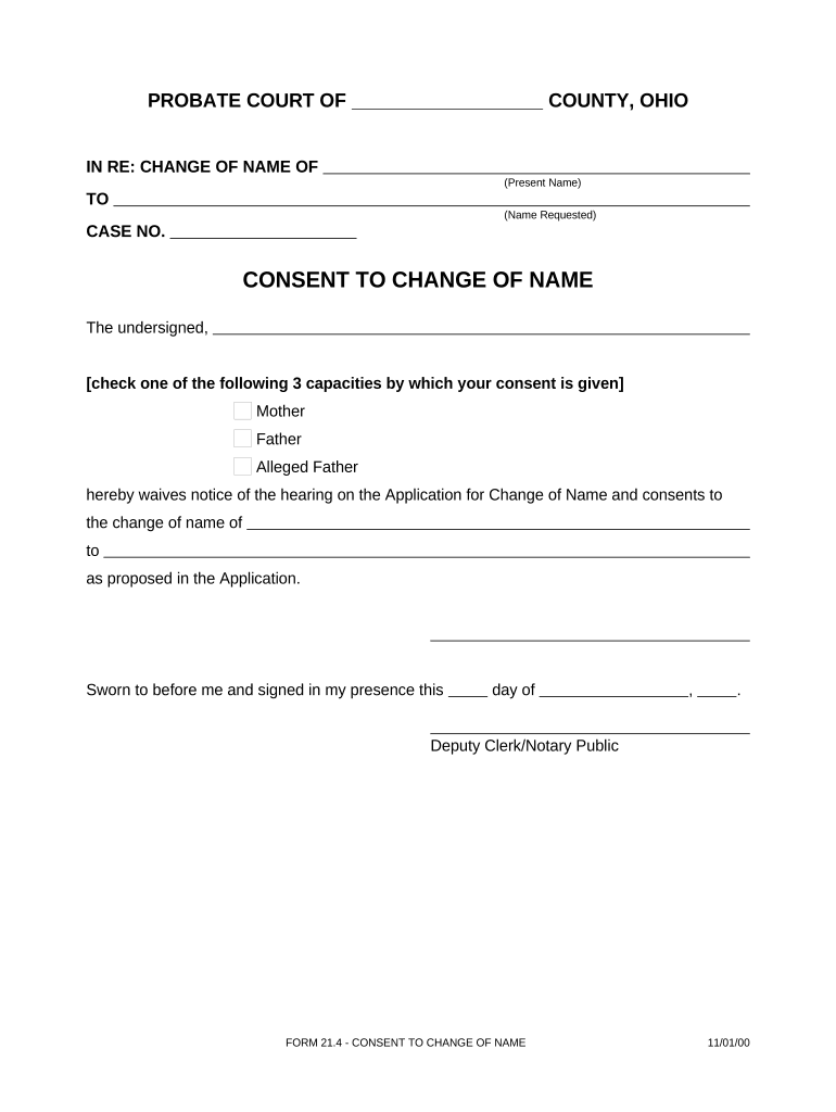 Ohio Change Name  Form