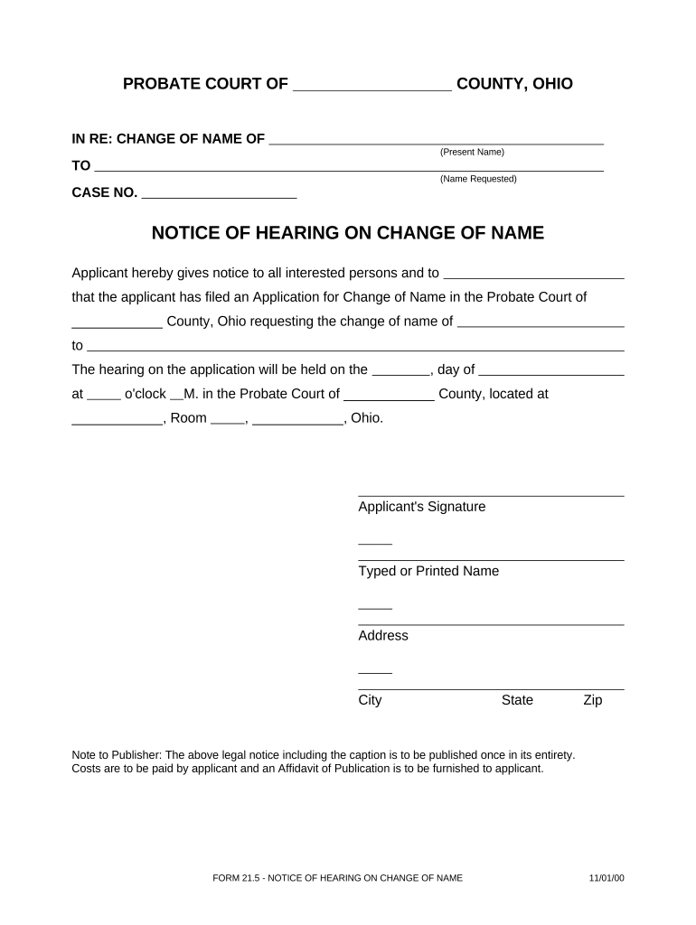 Notice Hearing Name  Form