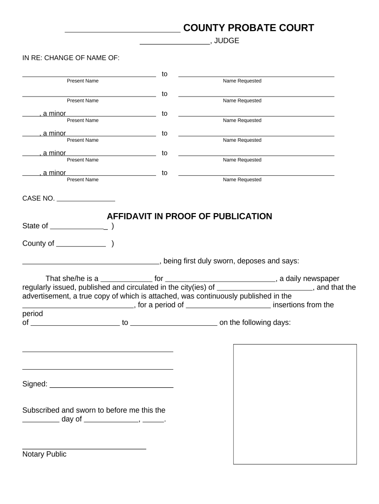 Ohio Affidavit Name  Form