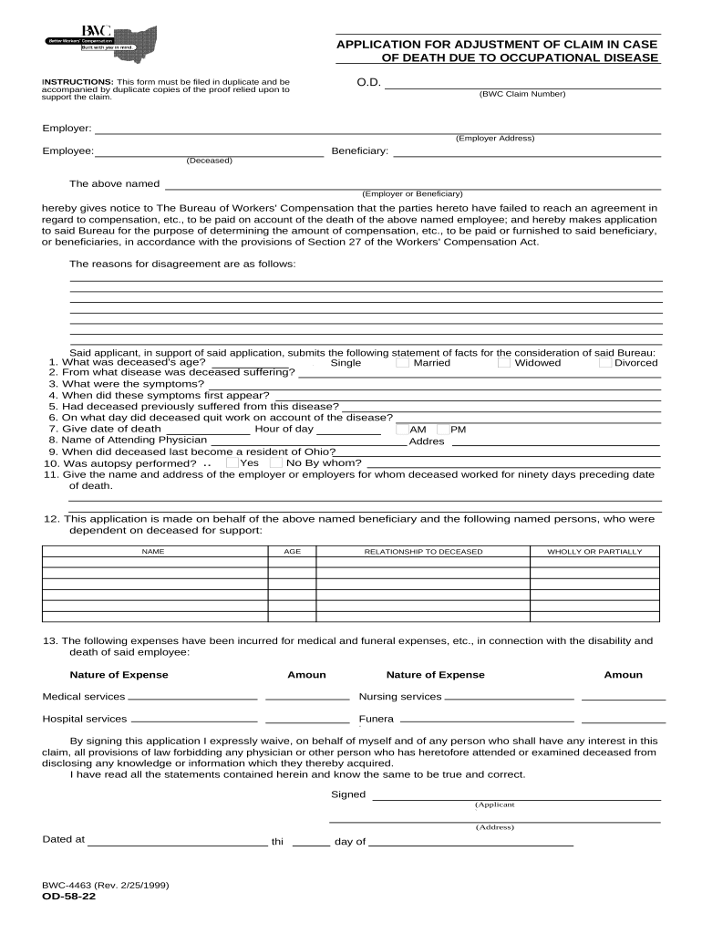 Ohio Workers Compensation  Form